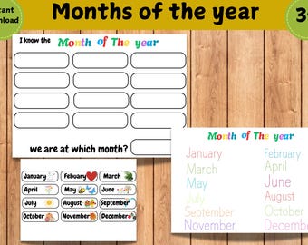 Months of the Year Activity: Homeschool Calendar Worksheet (Digital Download)