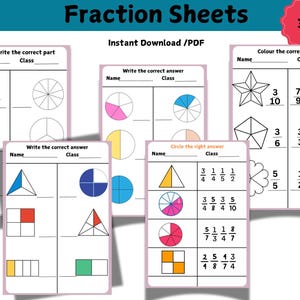 Breukblad, kinderen leren breukactiviteit, schoolactiviteit. Breukposter, delen leren, breuk afdrukbaar, cirkeldiagram, wiskundige activiteit