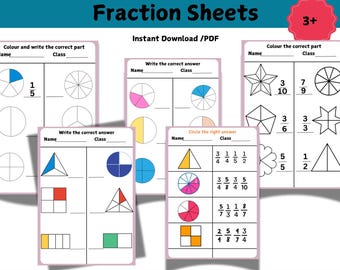 Fraction Find Printable Activity Set: Pie Chart Math (PDF)