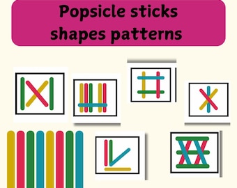 Tarjetas para combinar formas de palitos de helado: Juego de aprendizaje para niños pequeños (Descarga digital)