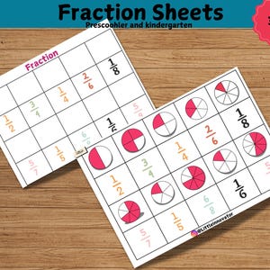 Breukblad, kinderen leren breukactiviteit, schoolactiviteit. Breukposter, delen leren, breuk afdrukbaar, cirkeldiagram, wiskundige activiteit