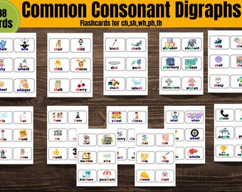 Tarjetas y pósteres de fonética de dígrafos: Paquete de lectura para jardín de infancia (descarga en PDF)