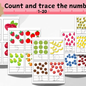 Fruit Counting Cards 1-20: Montessori Math Printable (Digital Download)