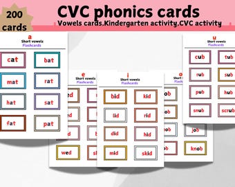 CVC Wort Karteibild: Phonetik Leseübungen für den Kindergarten (PDF Download)