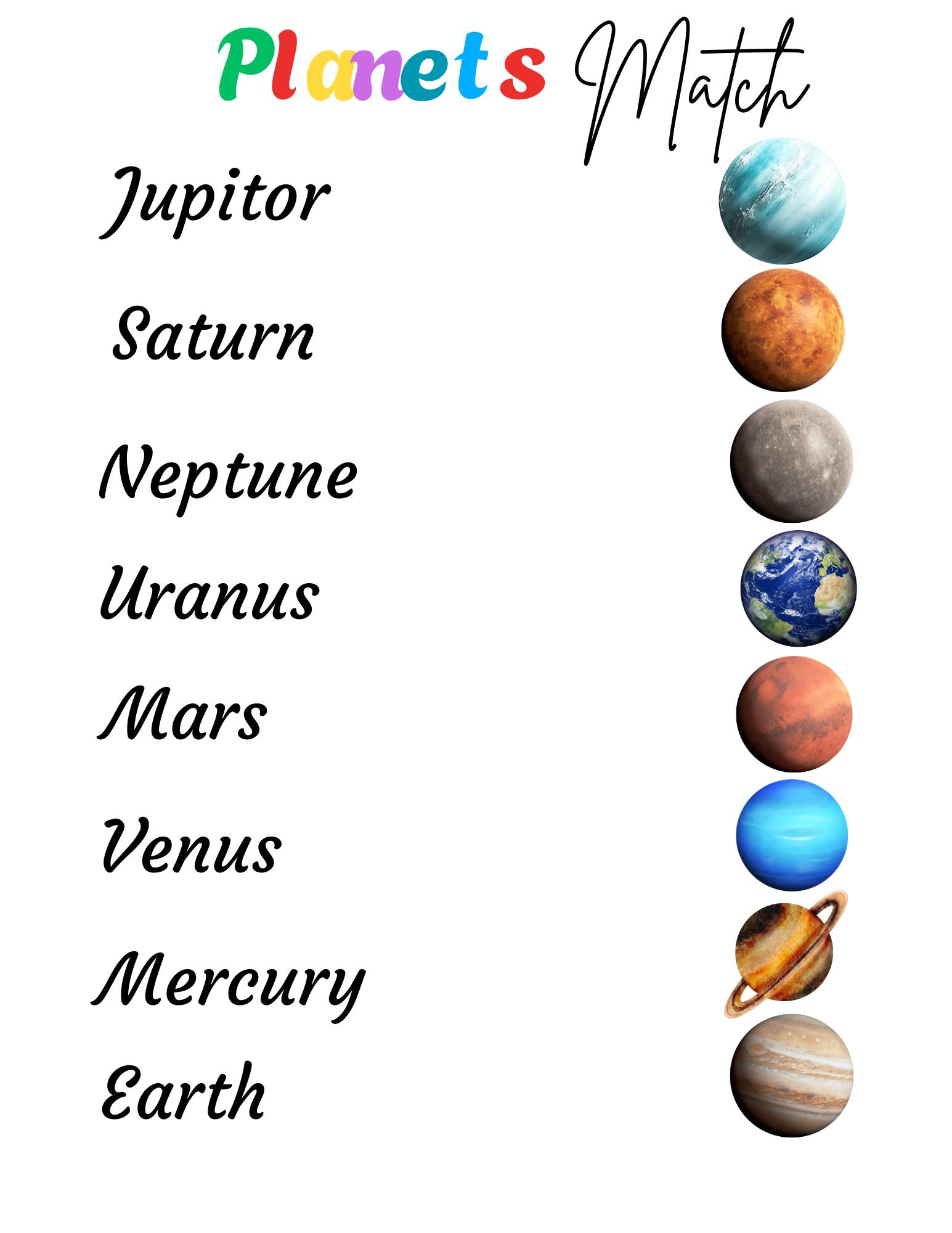 Solar System Busy Book Page: Planets Matching Worksheet (PDF) - Etsy