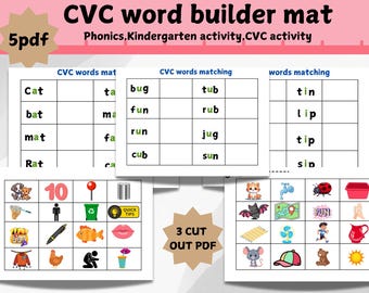 CVC Words Printable Worksheets: Phonics, Kindergarten Activity (PDF)