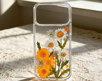 Pressed Flower Real Floral Clear Phone Case iPhone 17 Air 16 E 15,14 plus 13,12, Pro Max Samsung Galaxy S23 S24 S25 S26 Ultra Flowers Cases