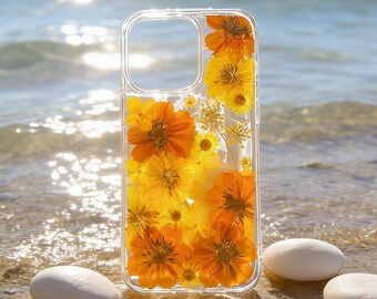 Pressed Flower Real Floral Clear Phone Case iPhone 17 Air 16 E 15,14 plus 13,12, Pro Max Samsung Galaxy S23 S24 S25 S26 Ultra Flowers Cases