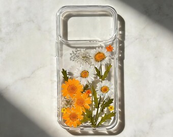 Real Floral Pressed Flower Clear Phone Case iPhone 17 Air 16 E 15,14 plus 13,12, Pro Max Samsung Galaxy S23 S24 S25 S26 Ultra Flowers Cases