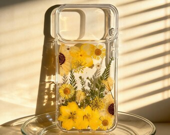 Real Floral Pressed Flower Clear Phone Case iPhone 17 Air 16 E 15,14 plus 13,12, Pro Max Samsung Galaxy S23 S24 S25 S26 Ultra Flowers Cases