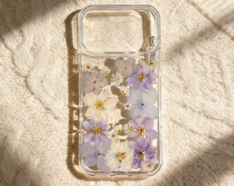 Pressed Flower Real Floral Clear Phone Case iPhone 17 Air 16 E 15,14 plus 13,12, Pro Max Samsung Galaxy S23 S24 S25 S26 Ultra Flowers Cases