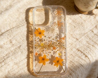 Real Floral Pressed Flower Clear Phone Case iPhone 17 Air 16 E 15,14 plus 13,12, Pro Max Samsung Galaxy S23 S24 S25 S26 Ultra Flowers Cases