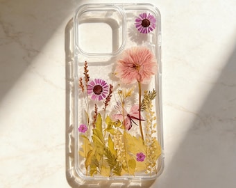 Pressed Flower Real Floral Clear Phone Case iPhone 17 Air 16 E 15,14 plus 13,12, Pro Max Samsung Galaxy S23 S24 S25 S26 Ultra Flowers Cases