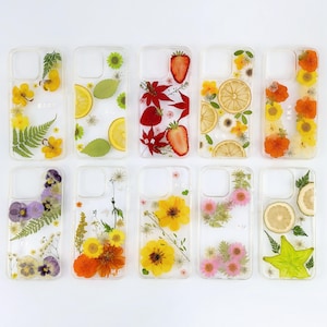 Pressed real flower dried fruit phone case for iPhone 16 15 14 13 12 11 Pro Max plus Samsung Galaxy S25 S24 S23 S22 Ultra case