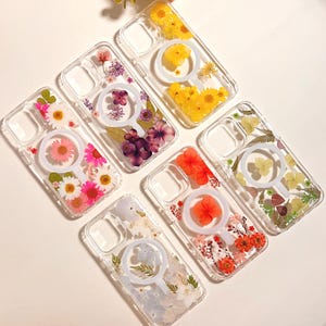 Real Pressed flower MagSafe aesthetic phone case iPhone 17 Air 16 E 15 14 13 12 11 Pro Max plus case Samsung Galaxy S 22 23 24 25 26 Ultra