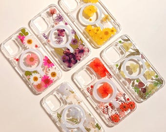 Real Pressed flower MagSafe aesthetic phone case iPhone 17 Air 16 E 15 14 13 12 11 Pro Max plus case Samsung Galaxy S 22 23 24 25 26 Ultra