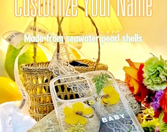 personalized name initial custom pressed real flower dried fruit phone case iPhone 17 16 15 14 13 12 11 Pro Max plus Samsung s22 s23 s24 s25
