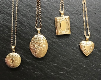 Gold locket, with choose your chain, photo locket, gift for her, add your photo,