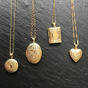 Gold locket, with choose your chain, photo locket, gift for her, add your photo, zdjęcie 1