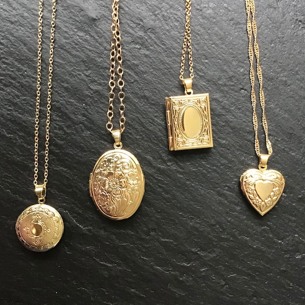 Gouden medaillon, met kies je ketting, fotomedaillon, cadeau voor haar, voeg je foto toe,