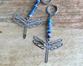 Dragonfly Earrings, stainless steel dragonfly earrings, insect earrings, laser cut dragonfly jewelry, gift for her, birthday gift idea