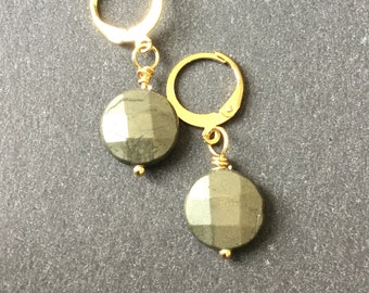 Pyrite earrings in gold or silver