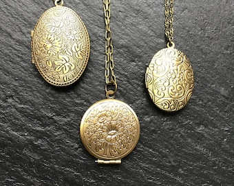 Bronze locket, with choose your chain, memory locket, gift for her