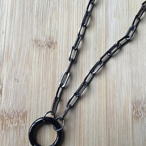 Black Ring Holder Necklace, engagement ring keeper, gift for him, gift for her,
