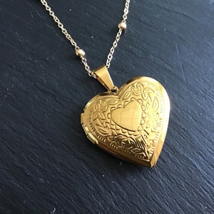 Gold Plated Heart locket, personalize your chain, photo locket, gift for her, add your photo