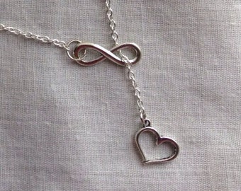 Infinite Love symbol and Heart Necklace, polyamory, poly jewelry, infinity jewelry, valentines gift,