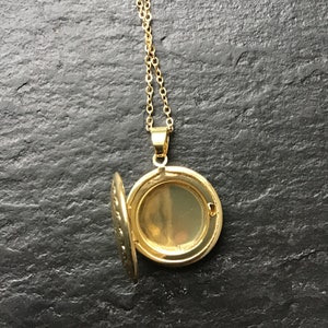 Gouden medaillon, met kies je ketting, fotomedaillon, cadeau voor haar, voeg je foto toe, afbeelding 3