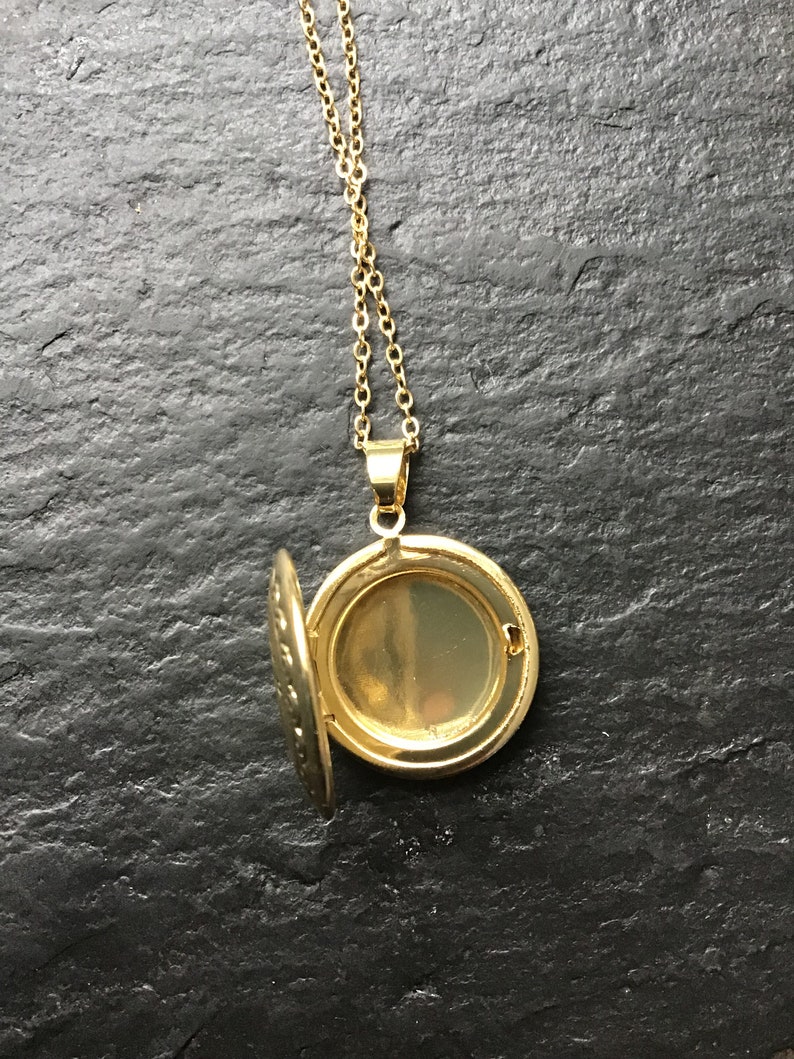 Gouden medaillon, met kies je ketting, fotomedaillon, cadeau voor haar, voeg je foto toe, afbeelding 3