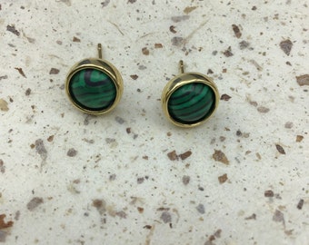 Malachite earrings. Malachite stud earrings, malachite post earrings, green earrings, bridesmaid gift, boho jewelry, boho earrings, gift