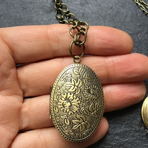 Médaillon en bronze, avec choisissez votre chaîne, médaillon de mémoire, cadeau pour elle Large Figaro chain 5