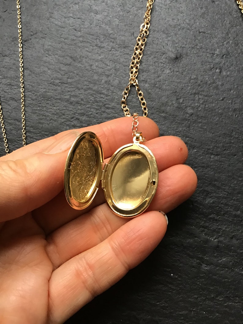 Gouden medaillon, met kies je ketting, fotomedaillon, cadeau voor haar, voeg je foto toe, afbeelding 5