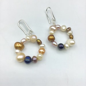 Chunky, Süßwasserperle, Creolen, in Gold, Silber oder Rosegold, toller, boho, chic, einzigartiger Perlenschmuck