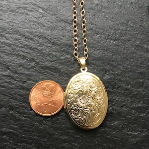 Gold locket, with choose your chain, photo locket, gift for her, add your photo, zdjęcie 4
