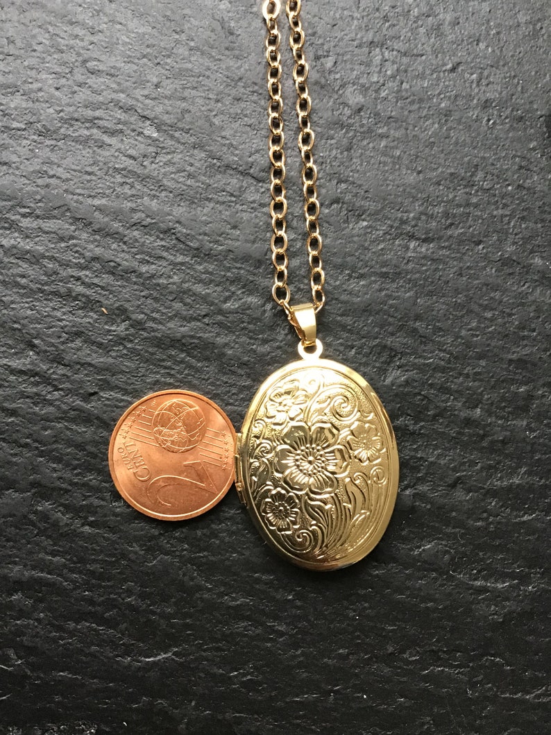 Gold locket, with choose your chain, photo locket, gift for her, add your photo, image 4