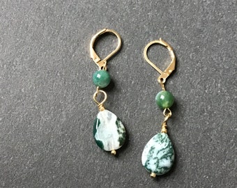 Moss agate earrings