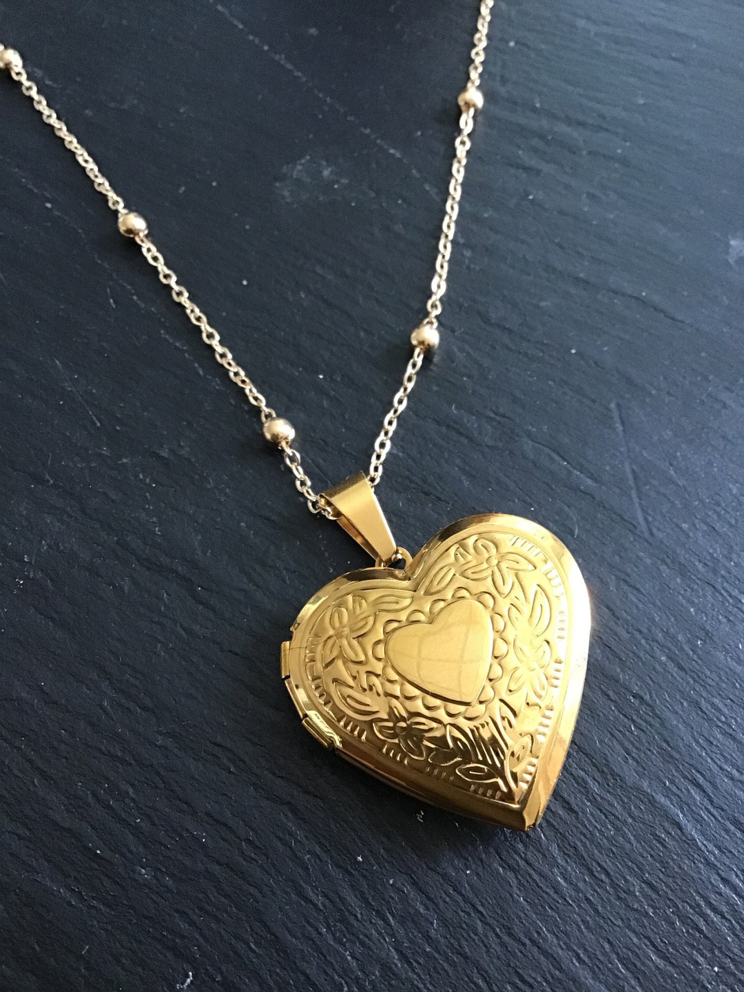 Collier femme médaillon/collier chaine bronze/pendentif fait main/peint