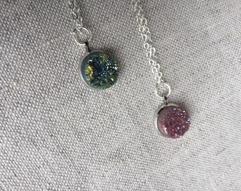 Druzy Necklace, Purple or Gold Blue Druzy, Drusy, Graduation Gift, For Her