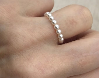 pearl ring, tiny pearl ring, bridesmaid gift, bridesmaid ring, mothers day gift, simple pearl ring, dainty pearl ring, pearl jewelry, bridal