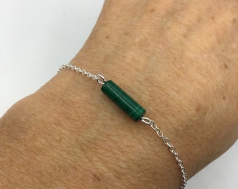 rose gold, silver or gold malachite bracelet, Malachite bracelet, bridesmaids gift, silver bracelet, boho bracelet, gift for her,