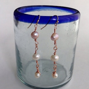 Rose Gold Perlen Ohrringe, Perlenohrringe, Brautschmuck, Brautjungfer Geschenk