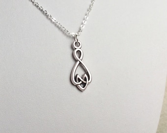 Infinite Love Necklace in antiqued silver, Polyamory Jewelry, infinite love jewelry, heart knot infinity symbol