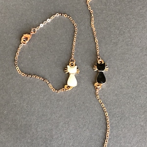 Rose Gold Kitty Cat Enamel Charm Bracelet, cat jewelry, cat bracelet, kitty cat jewelry, pet jewelry,