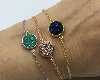 Druzy Rosegold Armband, Rosegold Schmuck, Druzy Armband, Druzy Schmuck,