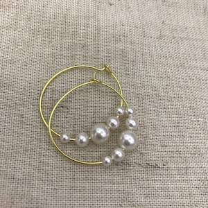 Pearl, gold hoop pearl earrings, silver hoop pearl earrings, small hoops, pearl earrings, boho hoop earrings, silver hoops, bridesmaid gift,