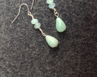 Aquamarine Earrings, Amazonite and Aquamarine Earrings, march birthstone,