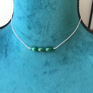 Malachite choker in silver or gold